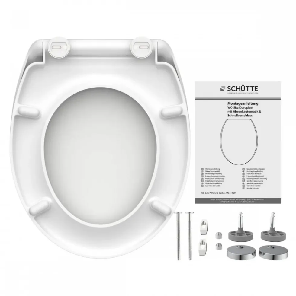 Abattant WC blanc en Duroplast avec frein de chute et déclipsable SCHÜTTE