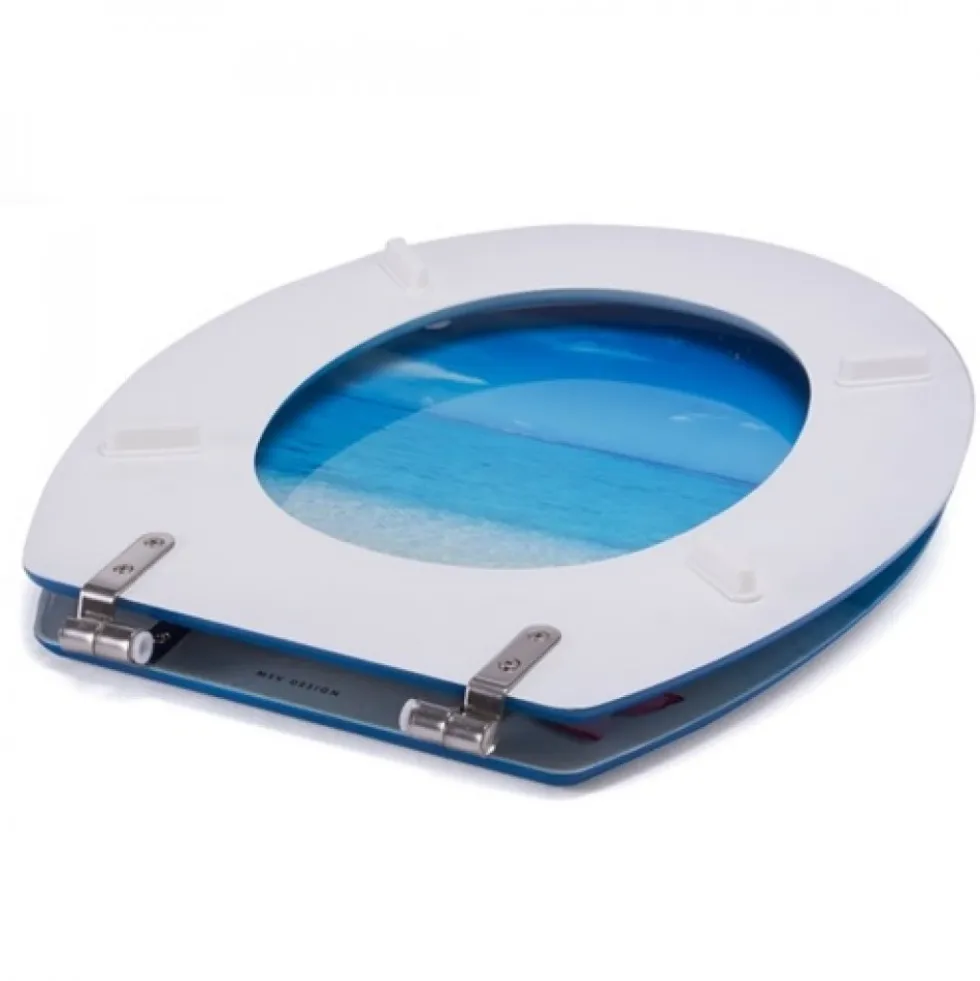 Abattant WC - MDF - Charnières Inox - MANO PARADISE - Bleu MSV