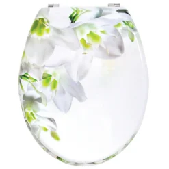 Abattant WC - MDF - Charnières Inox - SOFAÏA - Motifs à fleurs MSV