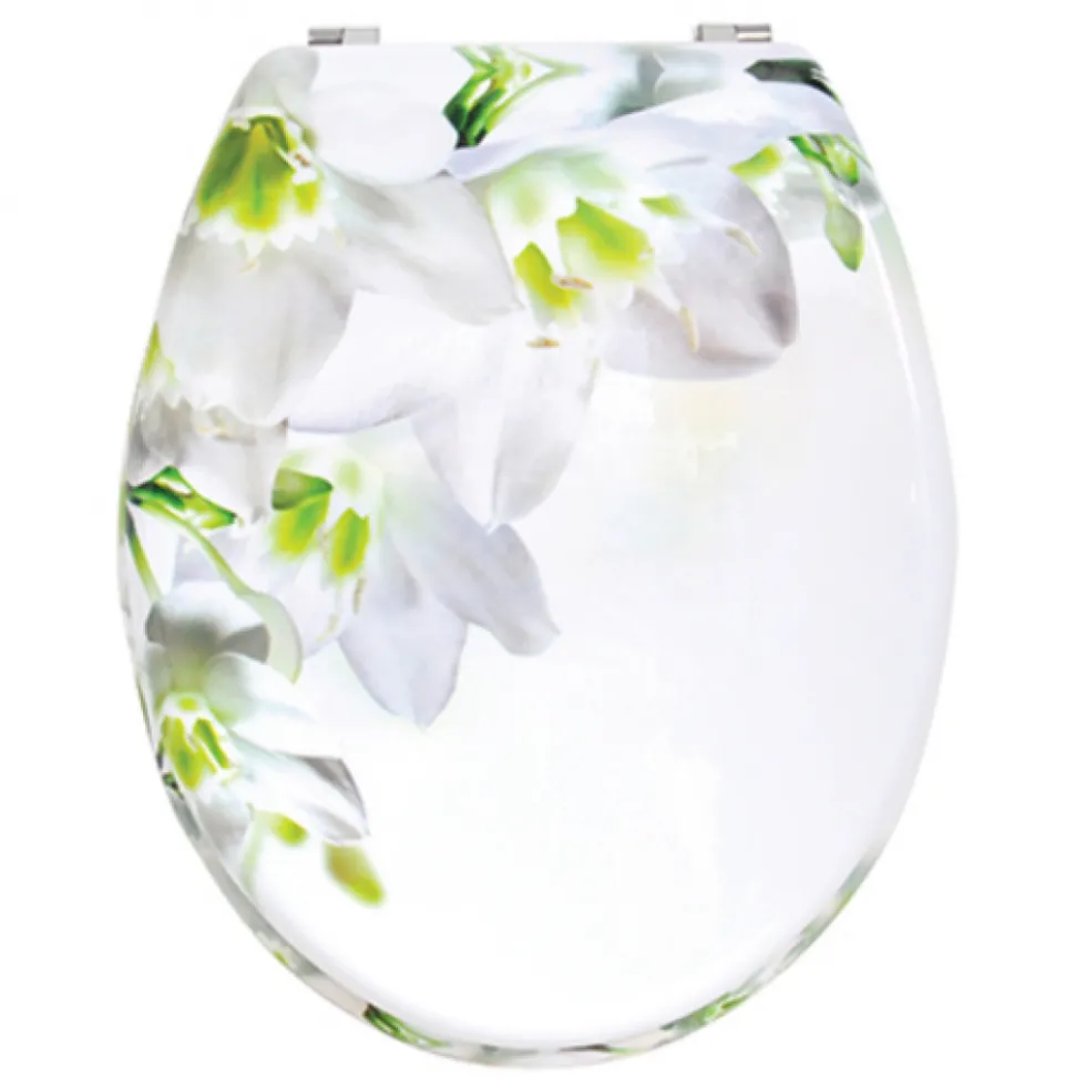 Abattant WC - MDF - Charnières Inox - SOFAÏA - Motifs à fleurs MSV