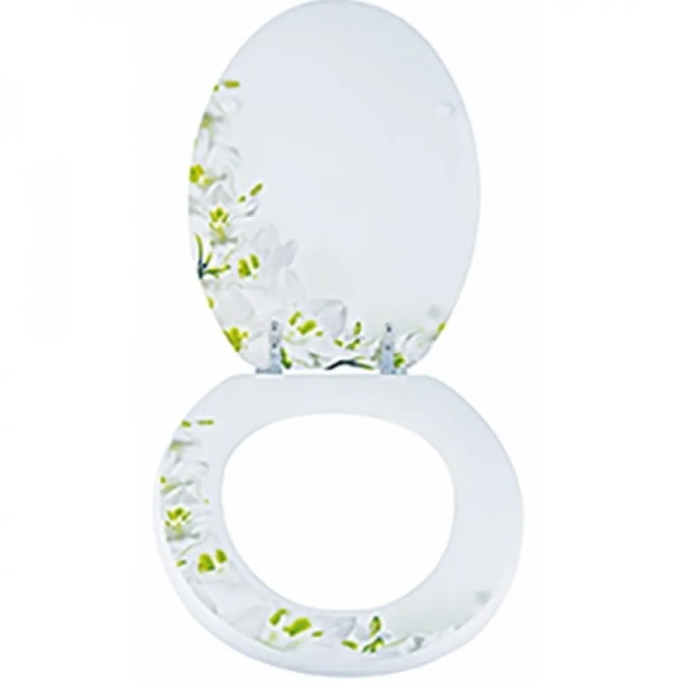 Abattant WC - MDF - Charnières Inox - SOFAÏA - Motifs à fleurs MSV