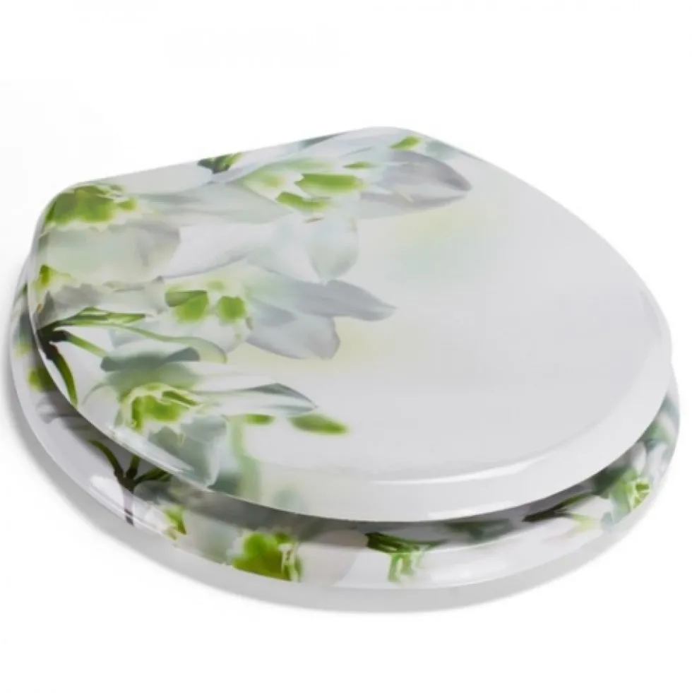 Abattant WC - MDF - Charnières Inox - SOFAÏA - Motifs à fleurs MSV
