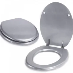 Abattant WC - MDF - Charnières Inox - CLEO - Argent MSV