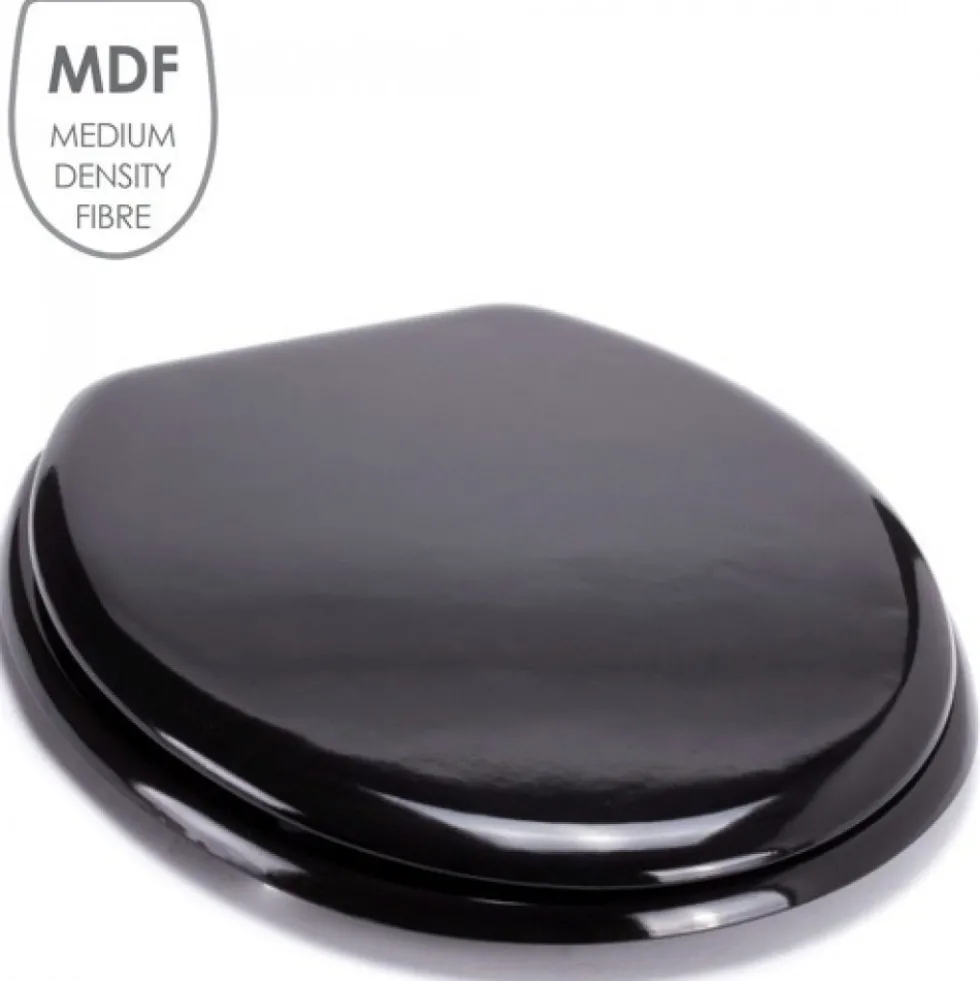 Abattant WC - MDF - Charnières Inox - Noir MSV