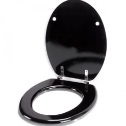 Abattant WC - MDF - Charnières Inox - Noir MSV