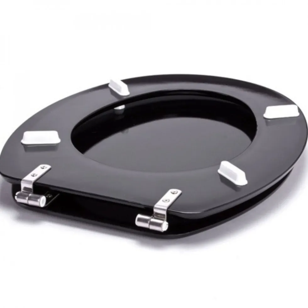 Abattant WC - MDF - Charnières Inox - Noir MSV