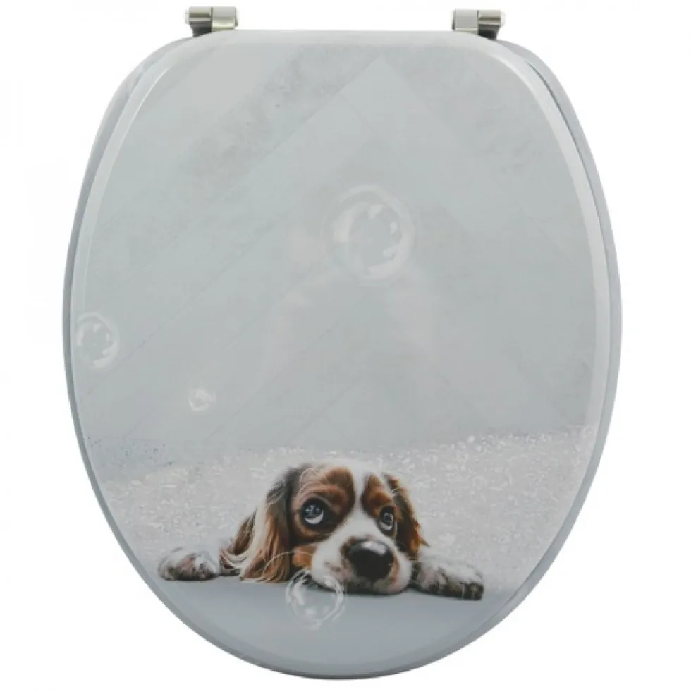 Abattant WC - MDF - Charnières Inox - Doggy Bath - Gris MSV