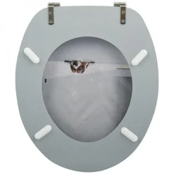 Abattant WC - MDF - Charnières Inox - Doggy Bath - Gris MSV