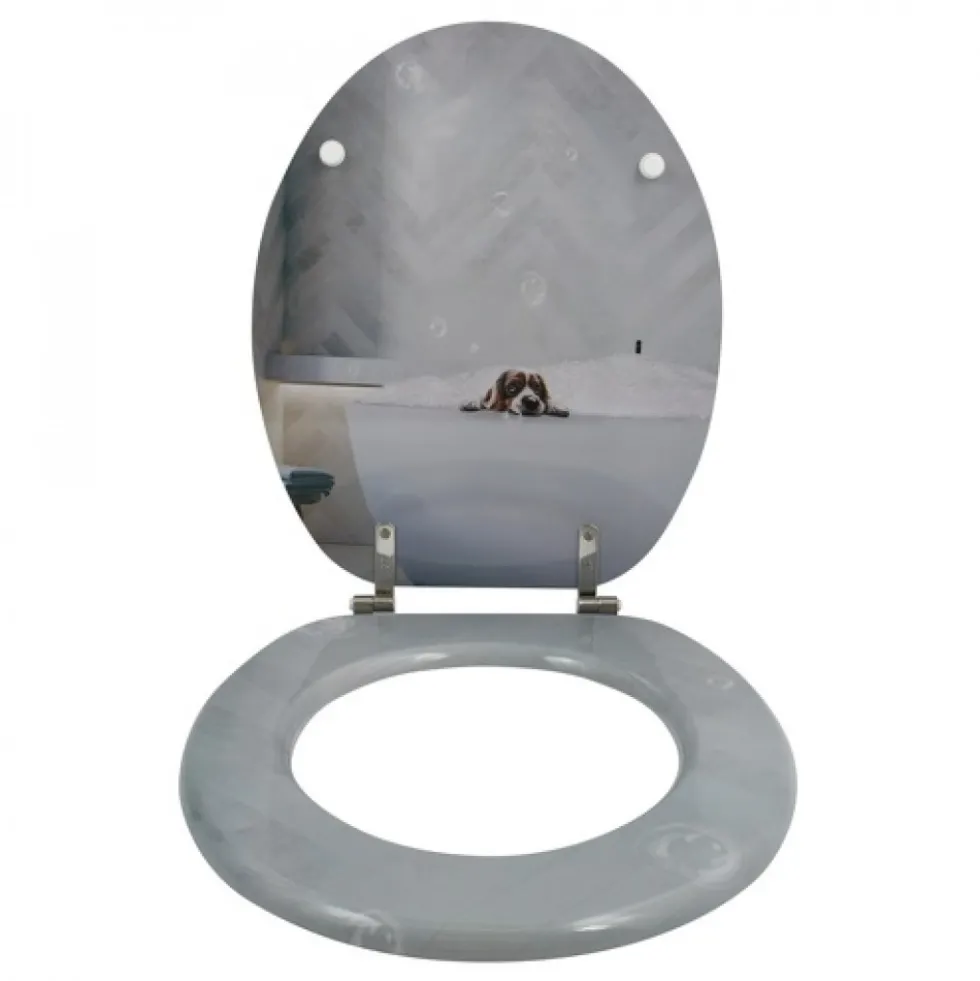 Abattant WC - MDF - Charnières Inox - Doggy Bath - Gris MSV