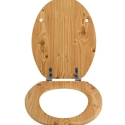 Abattant WC - MDF - Charnières Inox - Décor Pin marron MSV