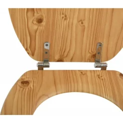 Abattant WC - MDF - Charnières Inox - Décor Pin marron MSV