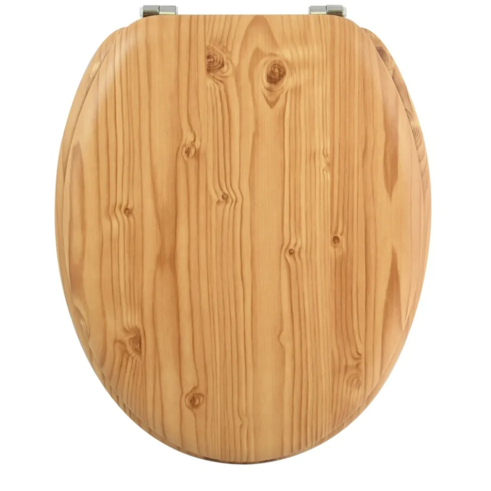 Abattant WC - MDF - Charnières Inox - Décor Pin marron MSV