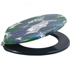 Abattant WC - MDF - Charnières Inox - RAIN FOREST - Bleu et Vert MSV