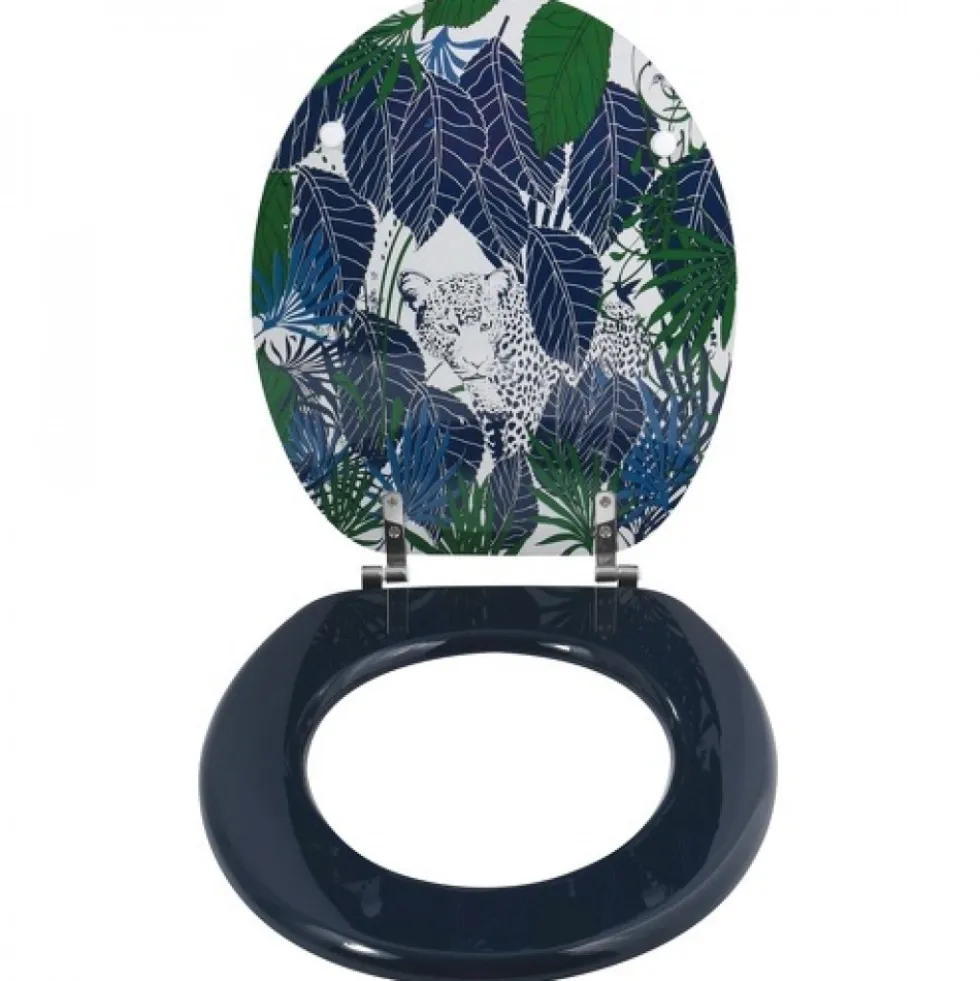 Abattant WC - MDF - Charnières Inox - RAIN FOREST - Bleu et Vert MSV