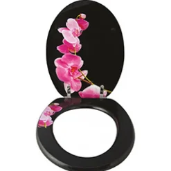 Abattant WC - MDF - Charnières Inox - LANYU - Rose et Noir MSV
