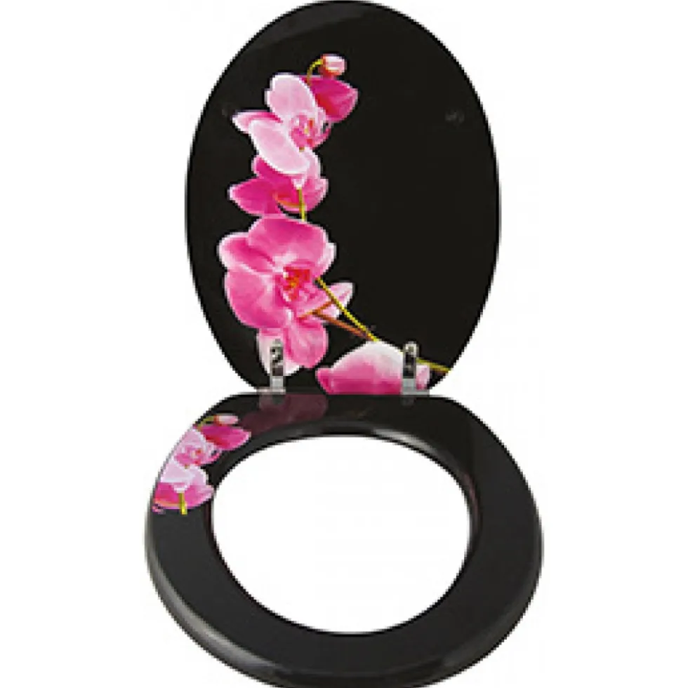 Abattant WC - MDF - Charnières Inox - LANYU - Rose et Noir MSV