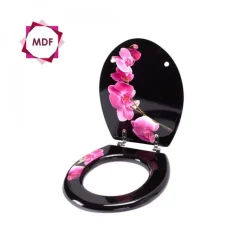 Abattant WC - MDF - Charnières Inox - LANYU - Rose et Noir MSV
