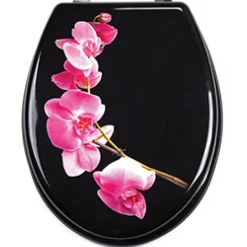 Abattant WC - MDF - Charnières Inox - LANYU - Rose et Noir MSV