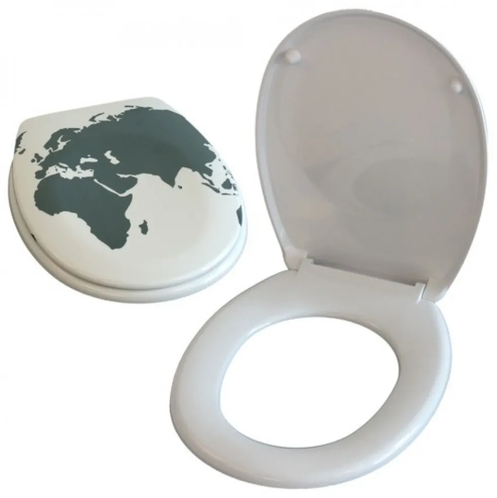 Abattant WC - Thermodur - Charnières PS - WORLD - Gris et Blanc MSV