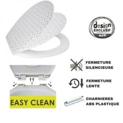 Abattant WC - Thermodur - Charnières Inox - MOZAIK - Beige MSV