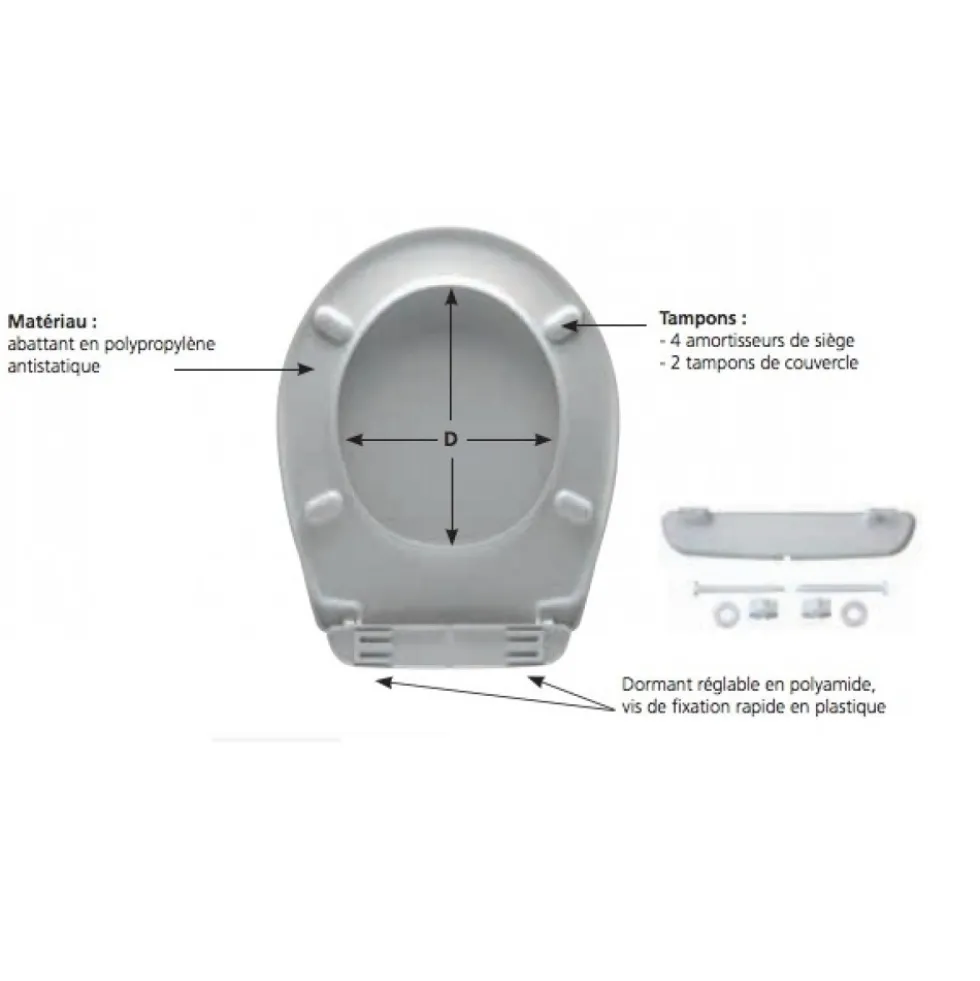 Abattant wc thermoplastique - incassable - Monte Carlo 3 SIAMP