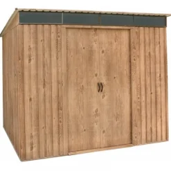 Abri de jardin métal imitation bois Skylight - 4,84m² - kit ancrage inclus DURAMAX