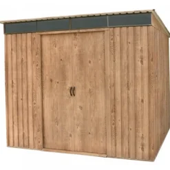 Abri de jardin métal imitation bois Skylight - 4,84m² - kit ancrage inclus DURAMAX