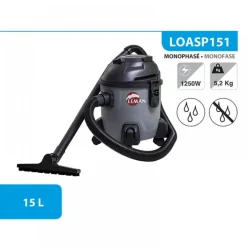 Aspirateur eau et poussière 1250 W cuve polypropylène 15 L - LOASP151 LEMAN