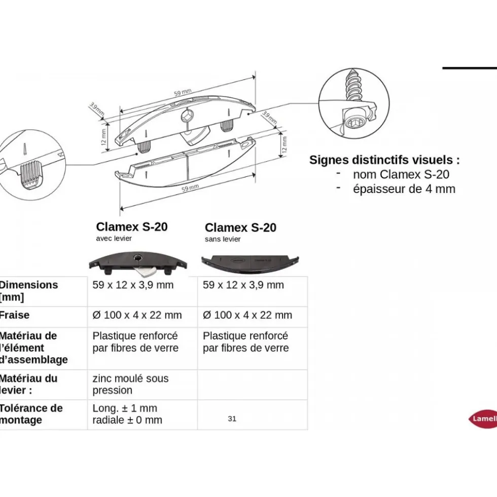 Assembleur démontable P-System Clamex S-20 LAMELLO