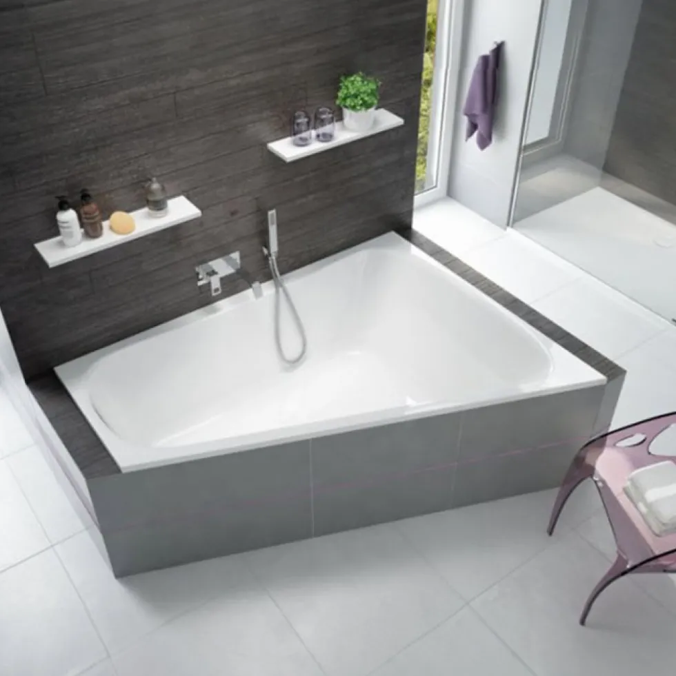 Baignoire asymétrique trapèze à encastrer - 170x120 cm - Garbo LEDA