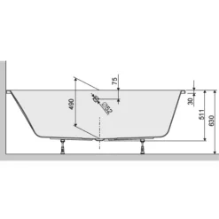 Baignoire asymétrique trapèze à encastrer - 170x120 cm - Garbo LEDA
