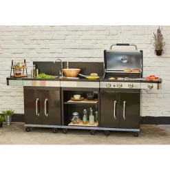 Barbecue gaz 3 brûleurs + desserte + évier - FIDGI 3 COOK IN GARDEN