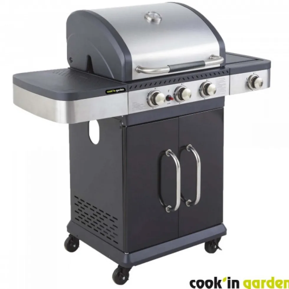 Barbecue gaz 3 brûleurs + desserte - FIDGI 3 COOK IN GARDEN