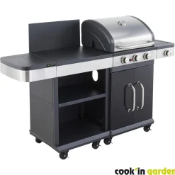 Barbecue gaz 3 brûleurs + desserte - FIDGI 3 COOK IN GARDEN