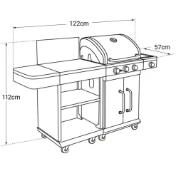 Barbecue gaz 3 brûleurs + desserte - FIDGI 3 COOK IN GARDEN
