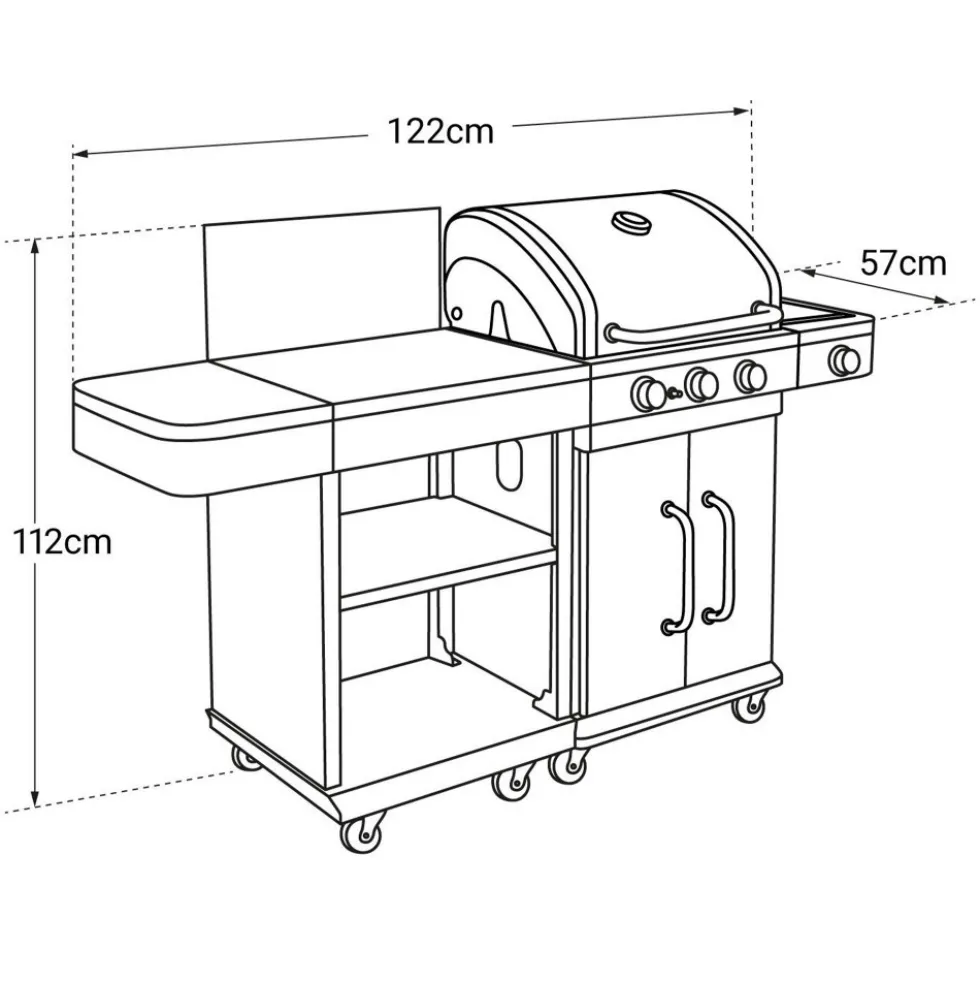 Barbecue gaz 3 brûleurs + desserte - FIDGI 3 COOK IN GARDEN