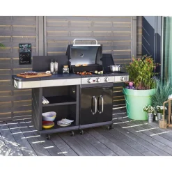 Barbecue gaz 3 brûleurs + desserte - FIDGI 3 COOK IN GARDEN