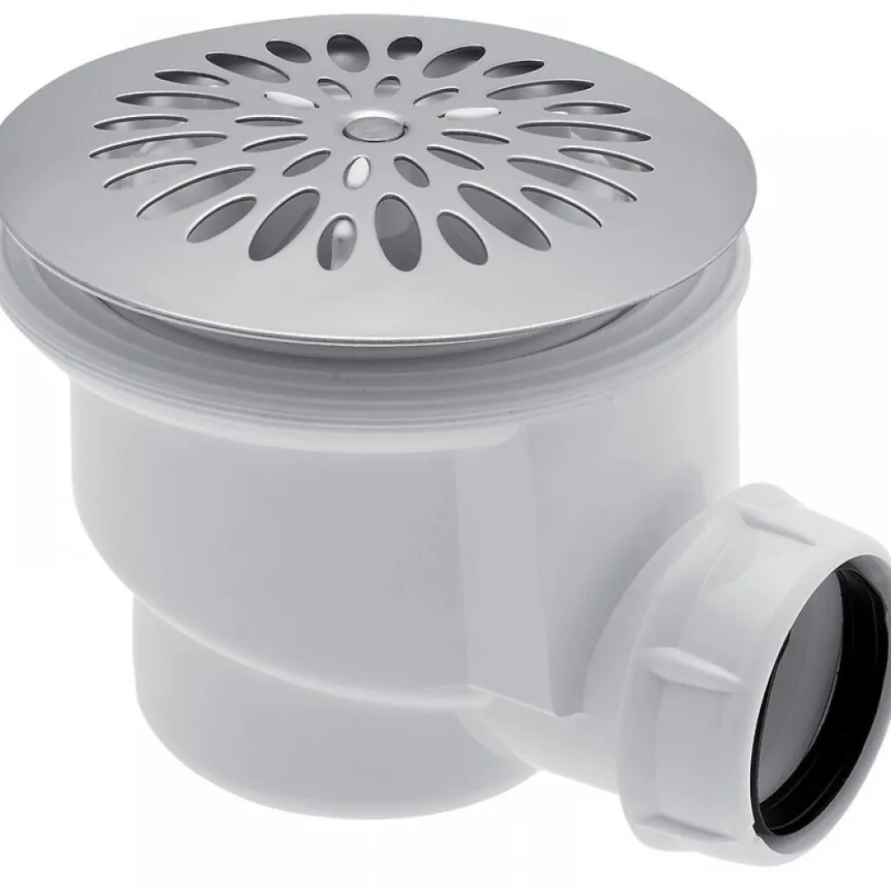 Bonde de douche à grille inox 90 mm - sortie horizontale NICOLL