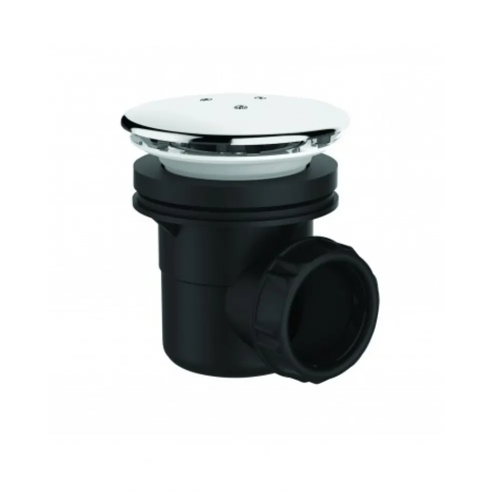 Bonde de douche Ø60 mm - sortie horizontale - capot chromé Ø90 VALENTIN