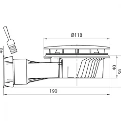 Bonde de douche pour receveur extra-plat - sortie horizontale - Slim + WIRQUIN PRO