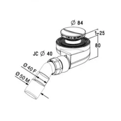 Bonde de douche receveur extra-plat Ø60 sortie horizontale Turboflow NICOLL