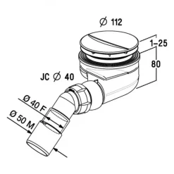 Bonde de douche receveur extra-plat Ø90 sortie horizontale Turboflow NICOLL