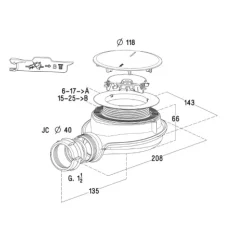 Bonde de douche ultra-compacte - Turboflow XS - clapet Magnetech NICOLL