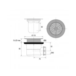 Bonde de douche - à visser - grille inox VALENTIN