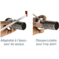 Bonde universelle à écoulement libre recoupable pour lavabo VALENTIN