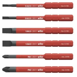 Boîte de 6 embouts slim Fente/PH - isolés 1000 Volts WIHA