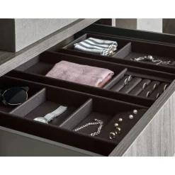 Boîte de rangement en simili-cuir moka multi-compartiments Excessories SALICE