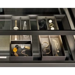 Boîte de rangement en simili-cuir moka multi-compartiments Excessories SALICE