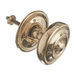 Bouton central - pour porte - laiton poli - diamètre 80 mm - tige fixe CADAP