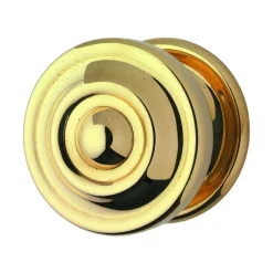 Bouton central - pour porte - laiton poli - 80 mm - tige chaînette DEVISMES